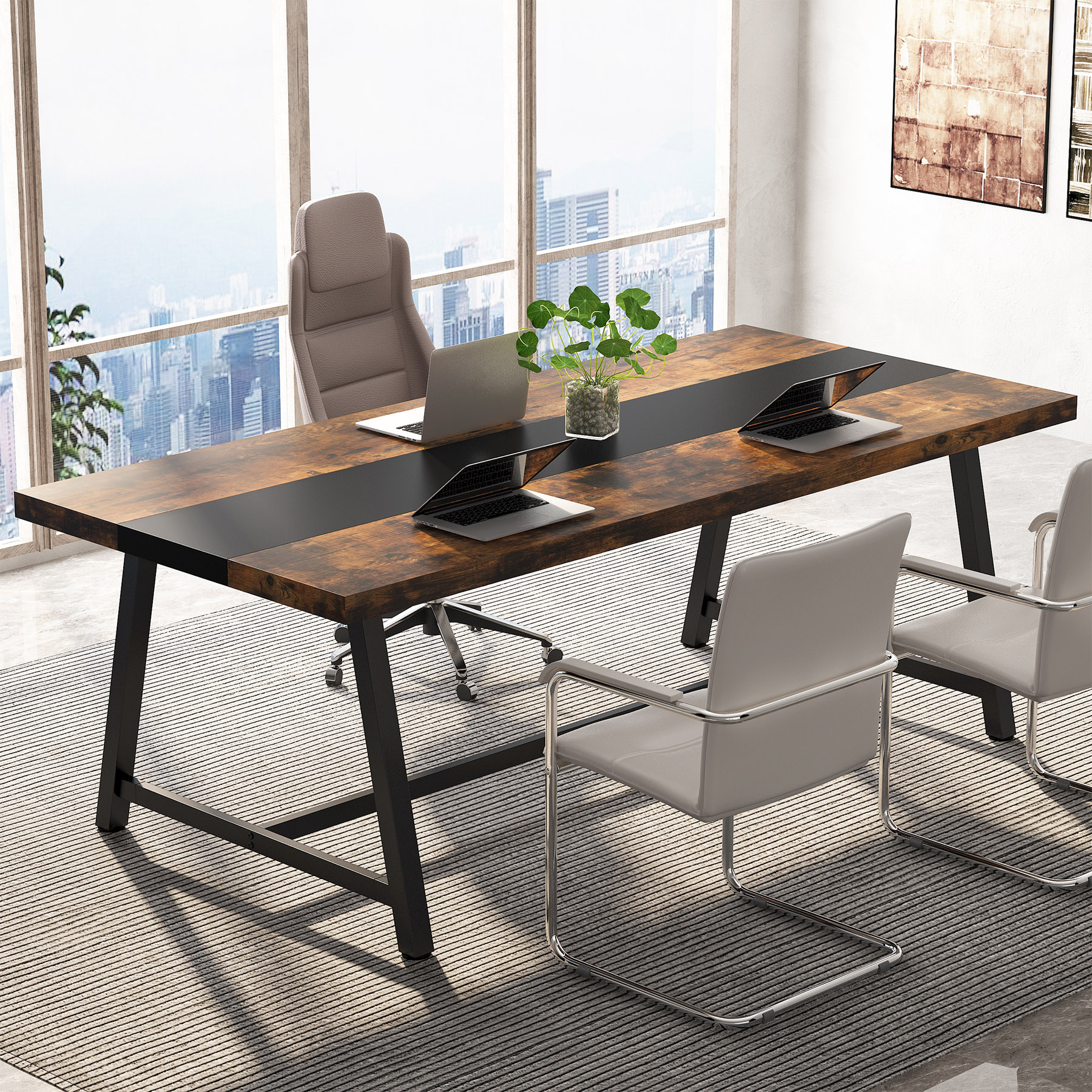 Tribesigns 6FT Rectangle Conference Table, 70.87L X 33.46W X 29.92H Inches Meeting Table For Office Conference Room
