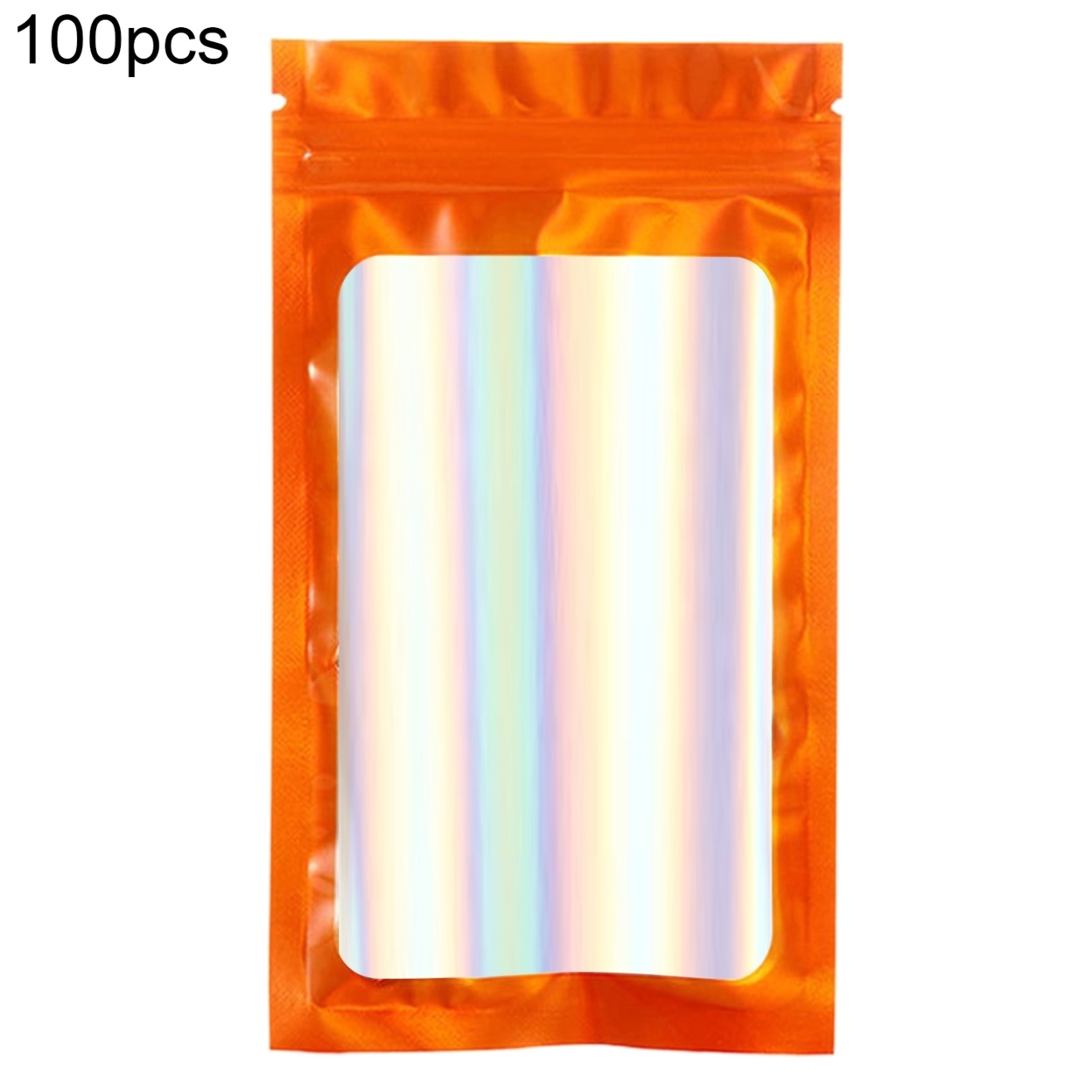 100Pcs/Set Zip-lock Bags Eye-catching Odor Proof Holographic Color Cosmetic Laser Packaging Bags for Kitchen - orange, 10*18cm