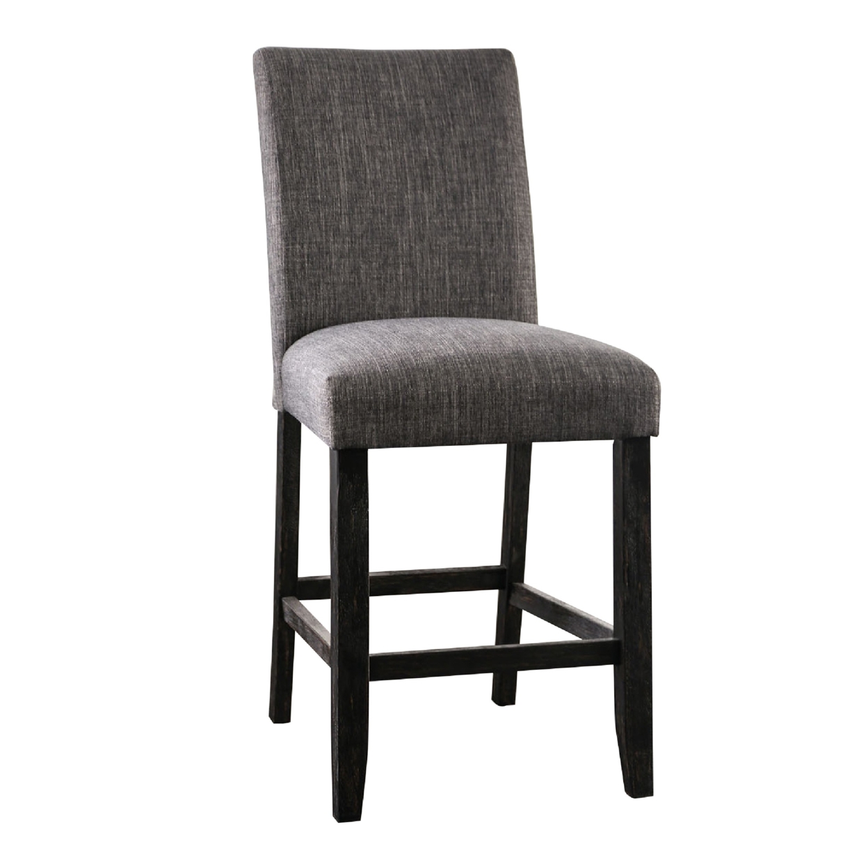 26 Inch Fabric Counter Height Dining Chair, Wood Legs, Gray- Saltoro Sherpi