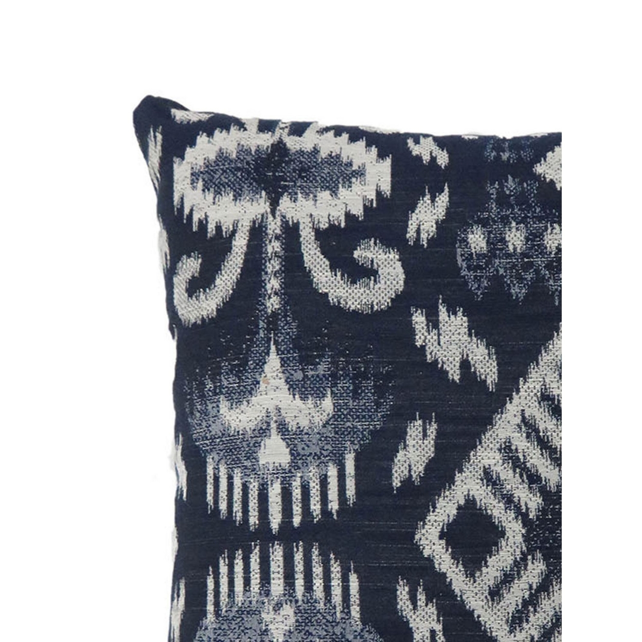 18 Inch Throw Pillow, Set Of 2, Boho Tribal Pattern, Navy Blue, White