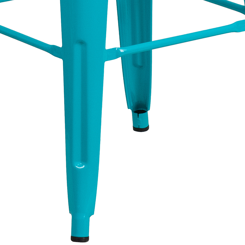 Commercial Grade 30 High Backless Crystal Teal-Blue Indoor-Outdoor Barstool