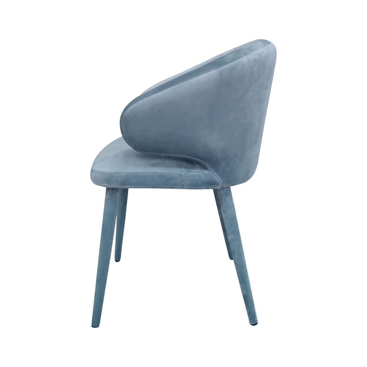 Cid 24 Inch Modern Dining Chair, Blue Velour Fabric, Curved Back- Saltoro Sherpi