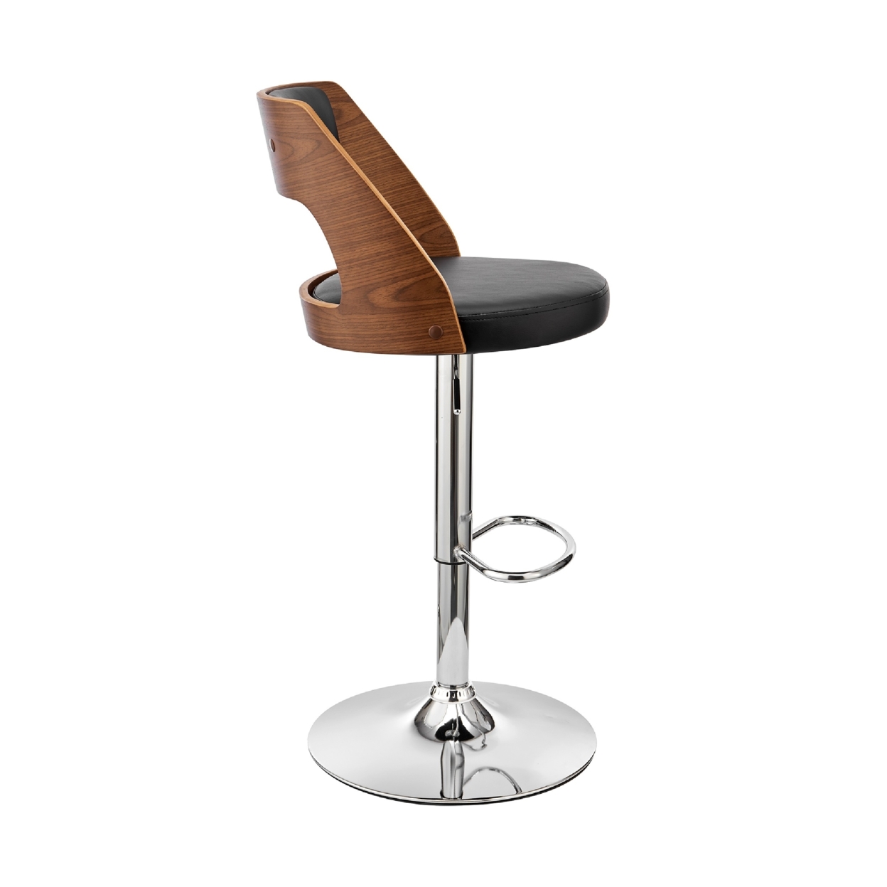 Adjustable Barstool With Open Design Wooden Back, Black And Brown- Saltoro Sherpi