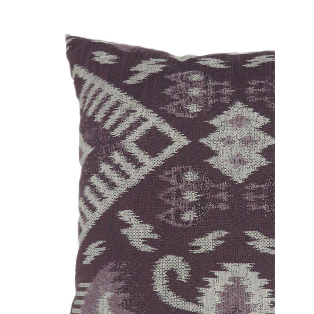 22 Inch Throw Pillow, Set Of 2, Boho Tribal Pattern, Purple, White