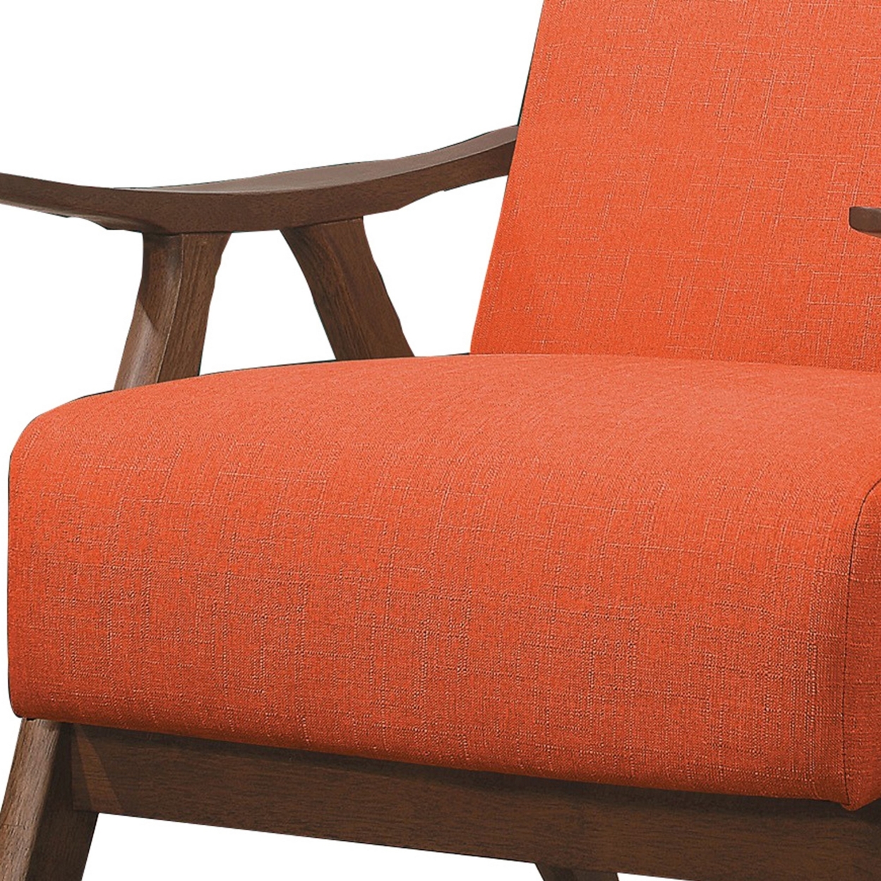 Fabric Upholstered Accent Chair With Curved Armrests, Orange- Saltoro Sherpi