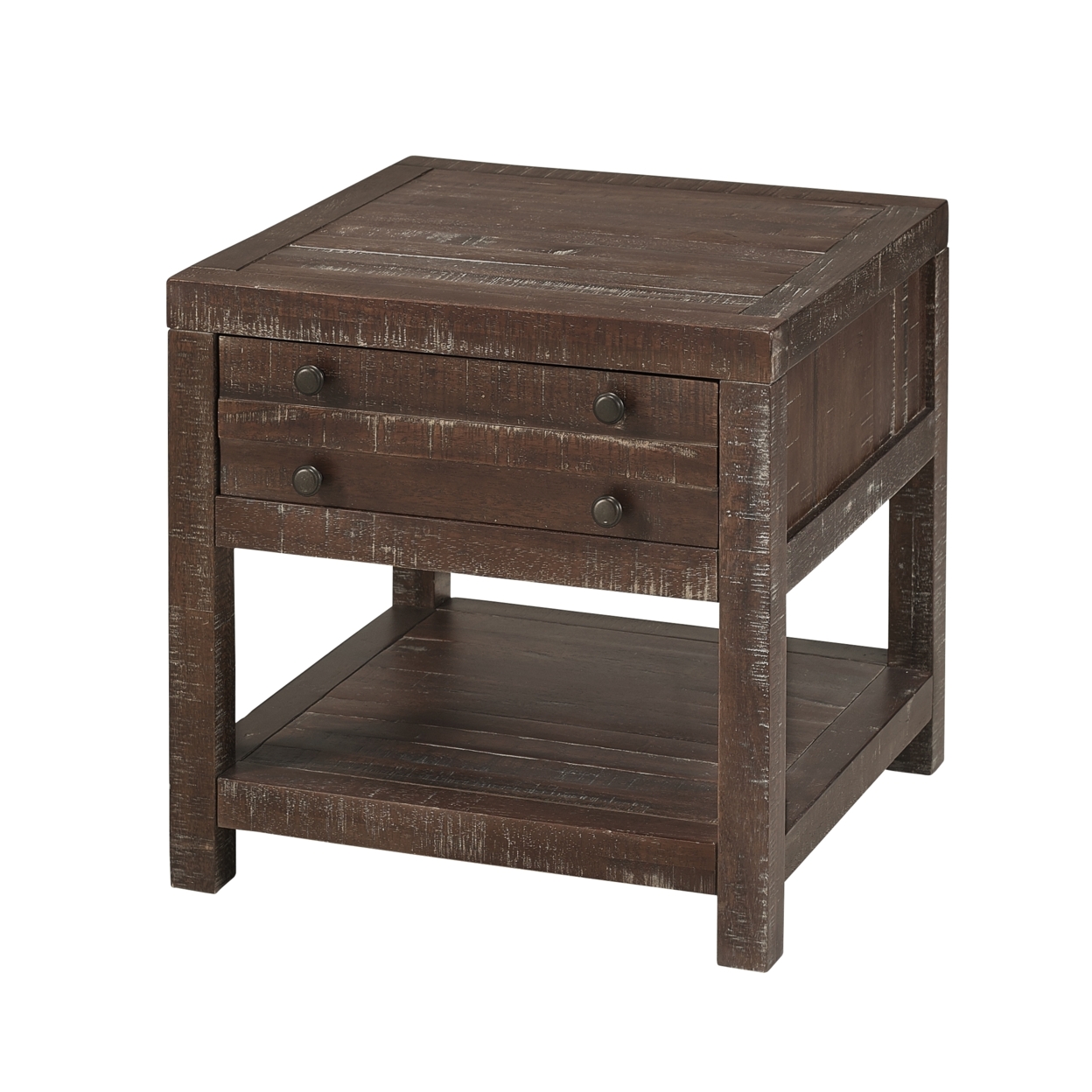 Solid Wood End Table With One Drawer And One Shelf, Brown- Saltoro Sherpi