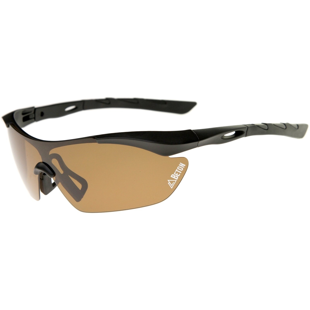 Nepal - Polarized Shatterproof Lens Half-Frame Sports Shield Sunglasses 80mm - Matte Black / Smoke