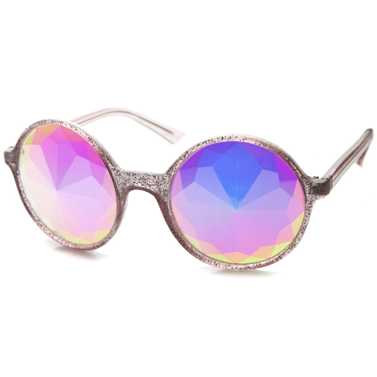 ValleyCity X ZeroUV Limited Edition Womens Round Prism Sunglasses 51mm - Yellow-Glitter / Prism