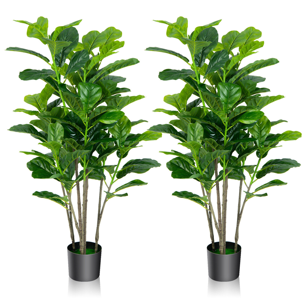 51''Artificial Tree 2-Pack Artificial Fiddle Leaf Fig Tree For Indoor Outdoor