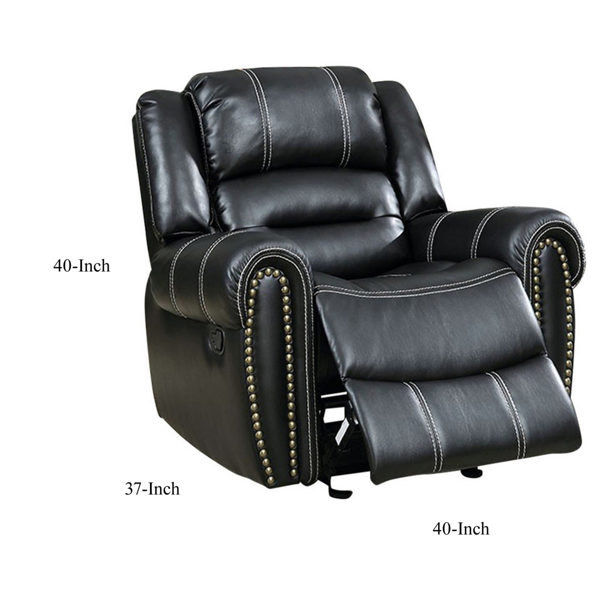 Rolled Arms Leatherette Glider Recliner Chair With Contrast