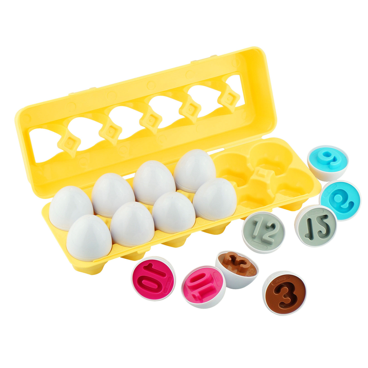 Dimple 12 Match And Play Numbers Egg Easter Toy With Holder - Numbers Recognition Toys For Kids - Educational Color Sorting Toys
