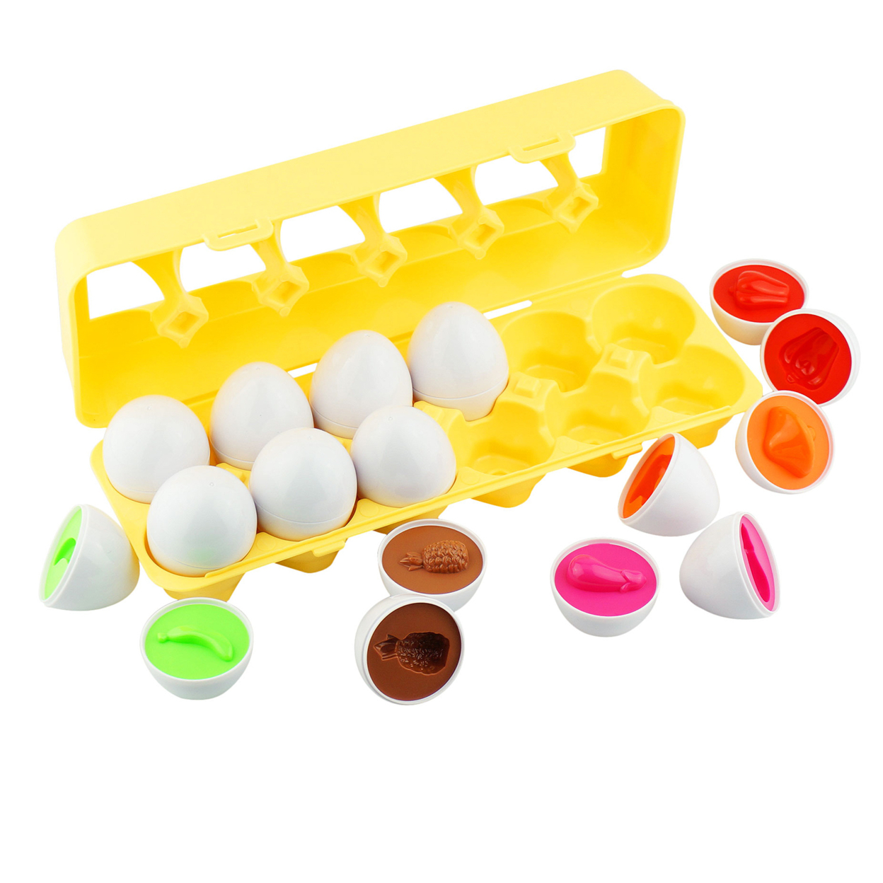 Dimple 12 Match And Play Vegetable Matching Egg Easter Toy With Holder - Educational Color Sorting Toys - Play Egg Puzzle Set