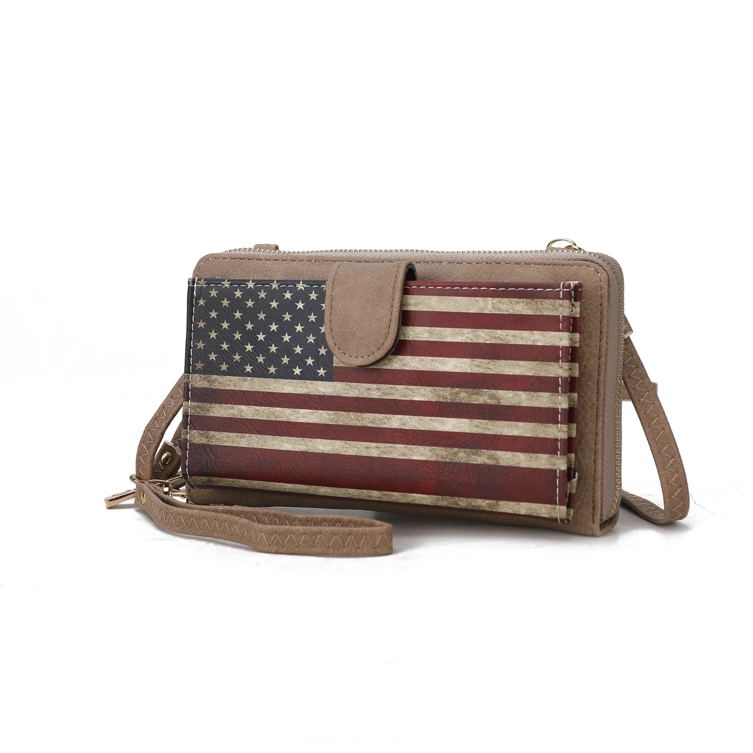 MKF Collection Kiara Smartphone And Wallet Convertible FLAG Crossbody Bag By Mia K - Taupe