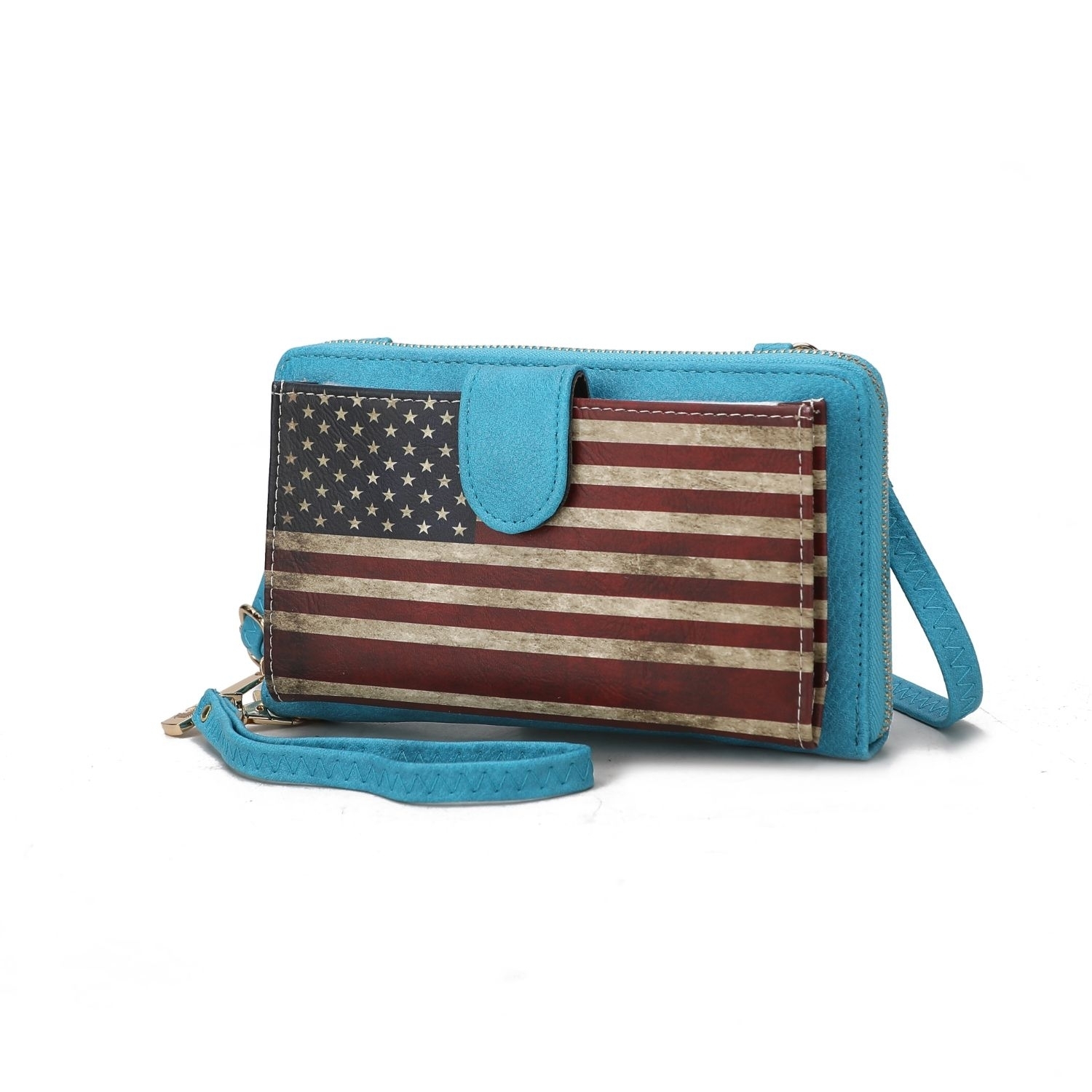 MKF Collection Kiara Smartphone And Wallet Convertible FLAG Crossbody Bag By Mia K - Turquoise