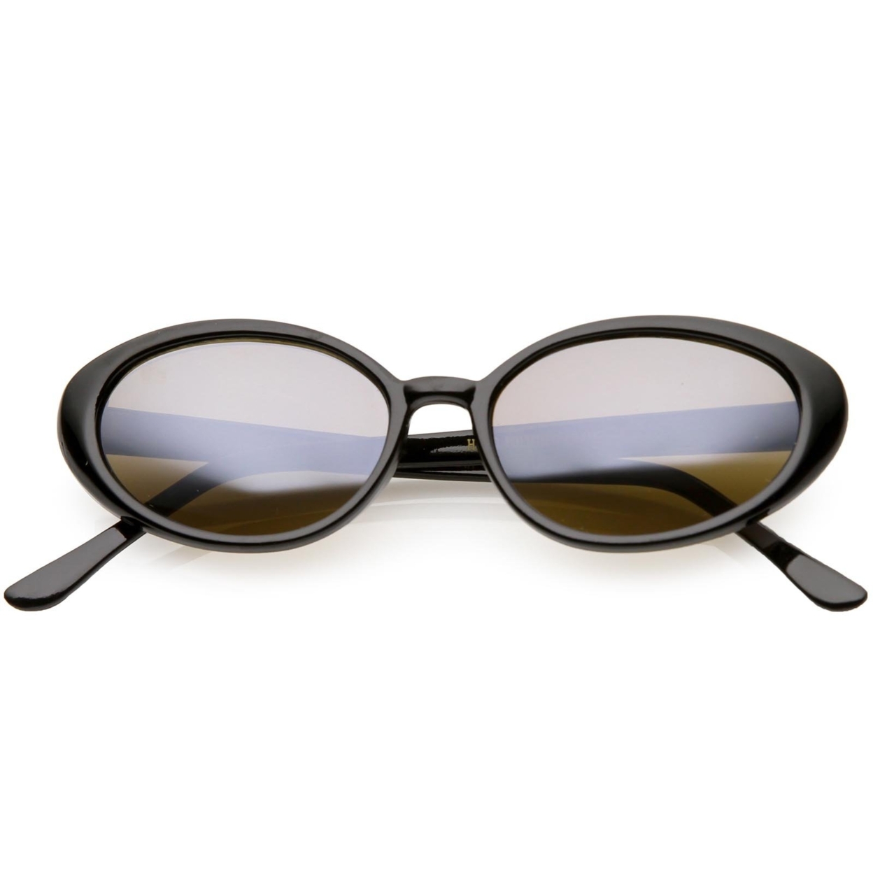 True Vintage Oval Sunglasses Colored Mirror Lens 51mm - Black / Smoke Mirror