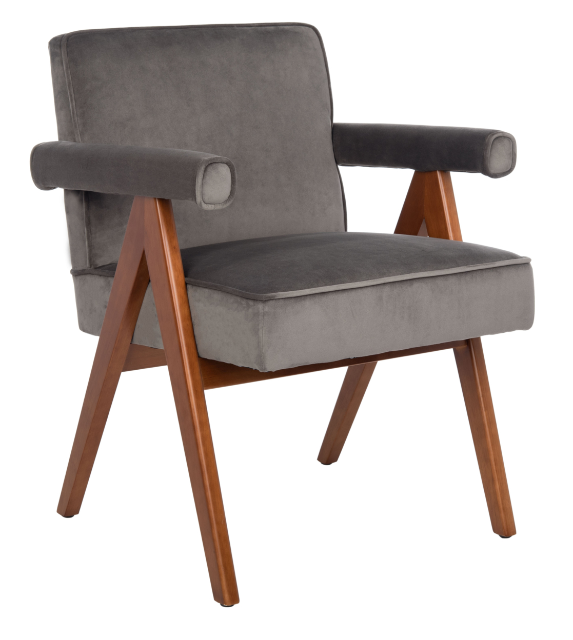 SAFAVIEH Suri Mid-Century Arm Chair Dark Grey / Walnut