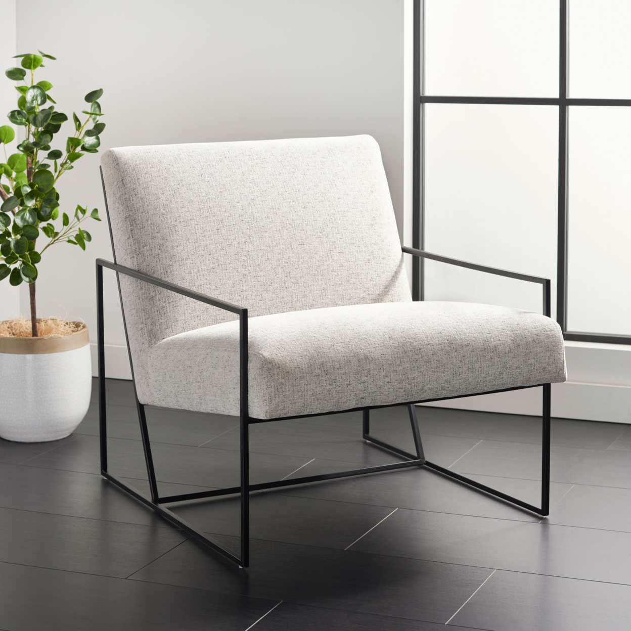 SAFAVIEH Atheris Arm Chair Light Grey / Black