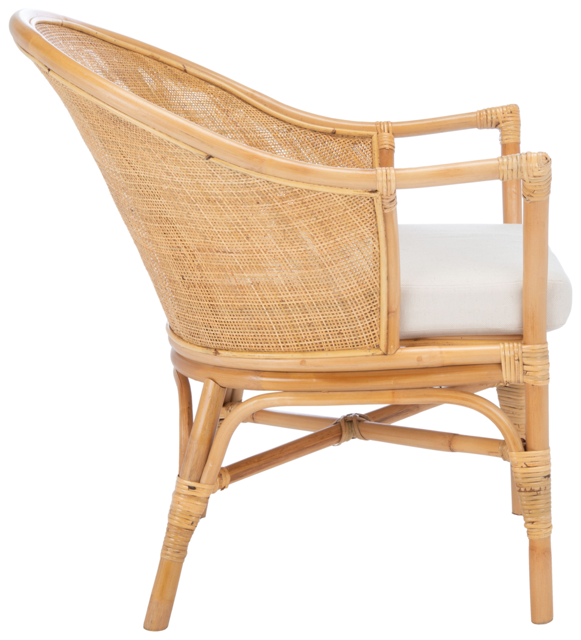 SAFAVIEH Dustin Rattan Accent Chair With Cushion Natural / White