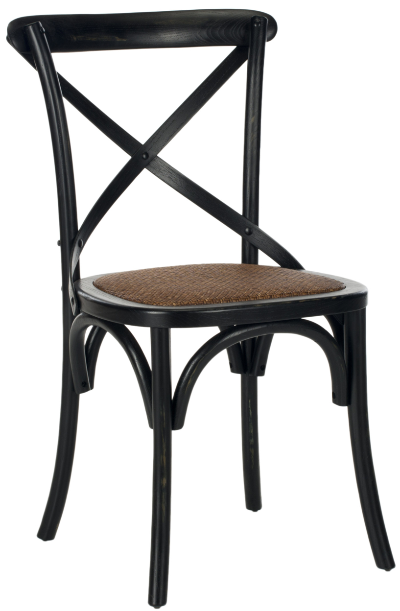 SAFAVIEH Franklin 18''H X Back Farmhouse Chair Set Of 2 Antique Black