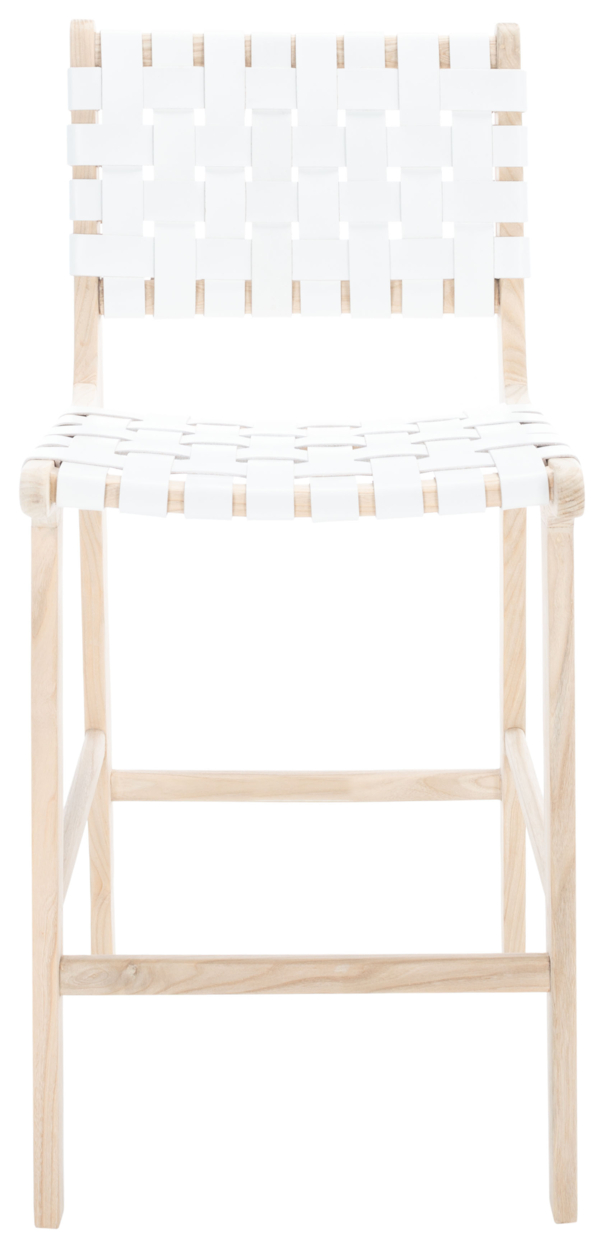 SAFAVIEH Adah Leather Counter Stool White / Natural