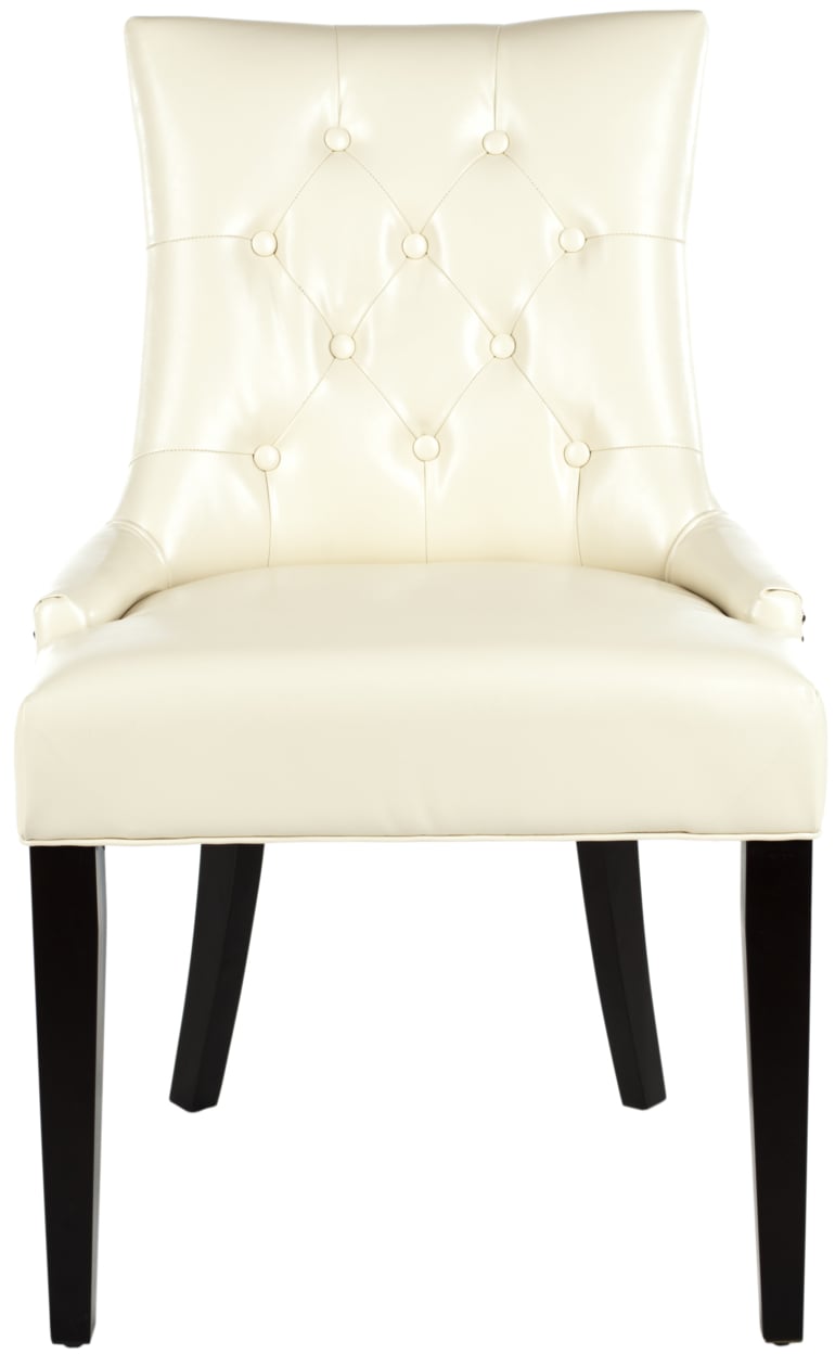 SAFAVIEH Abby 19''H Tufted Side Chair Set Of 2 Silver Nail Head Flat Cream
