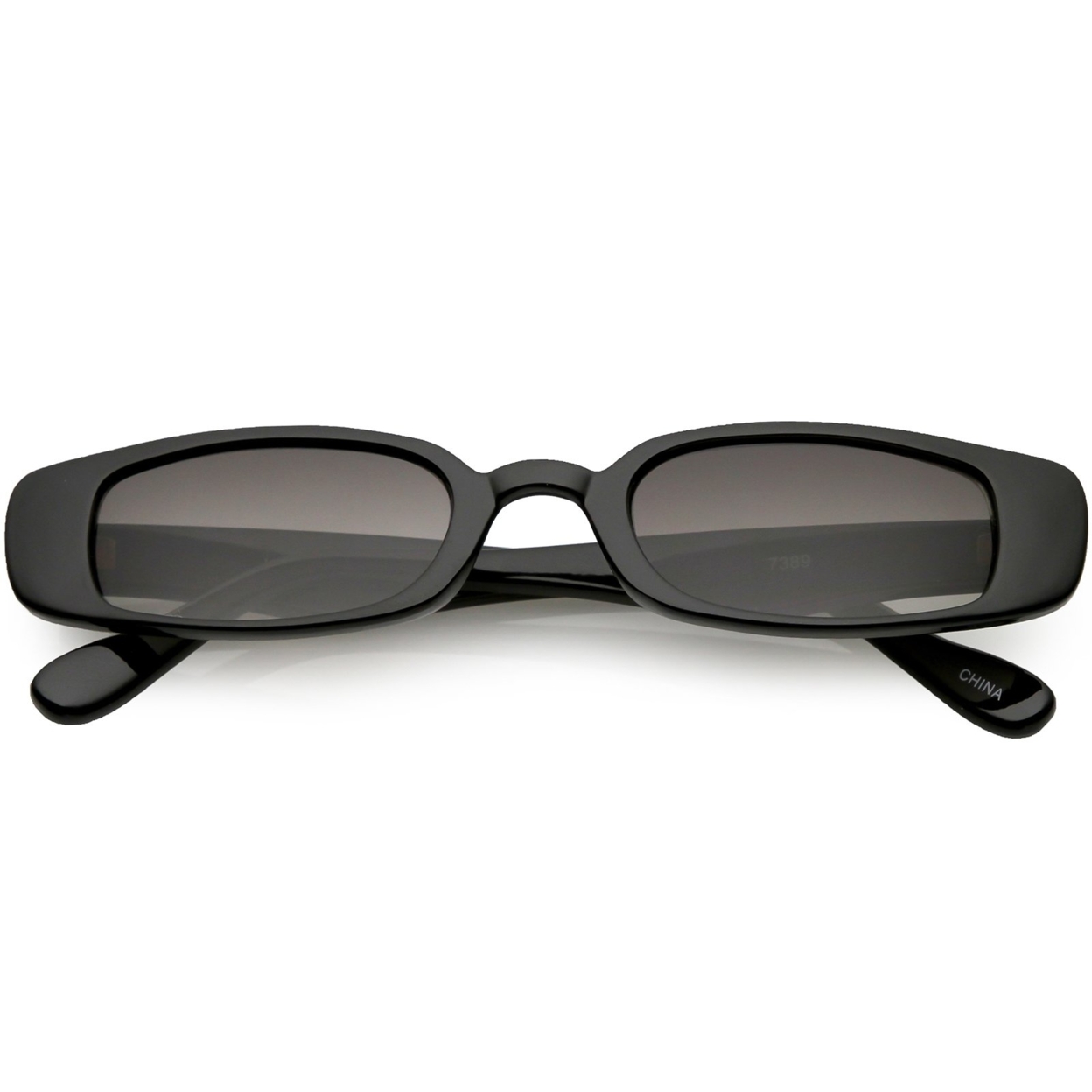 Extreme Thin Small Rectangle Sunglasses Neutral Colored Lens 49mm - Smoke / Smoke