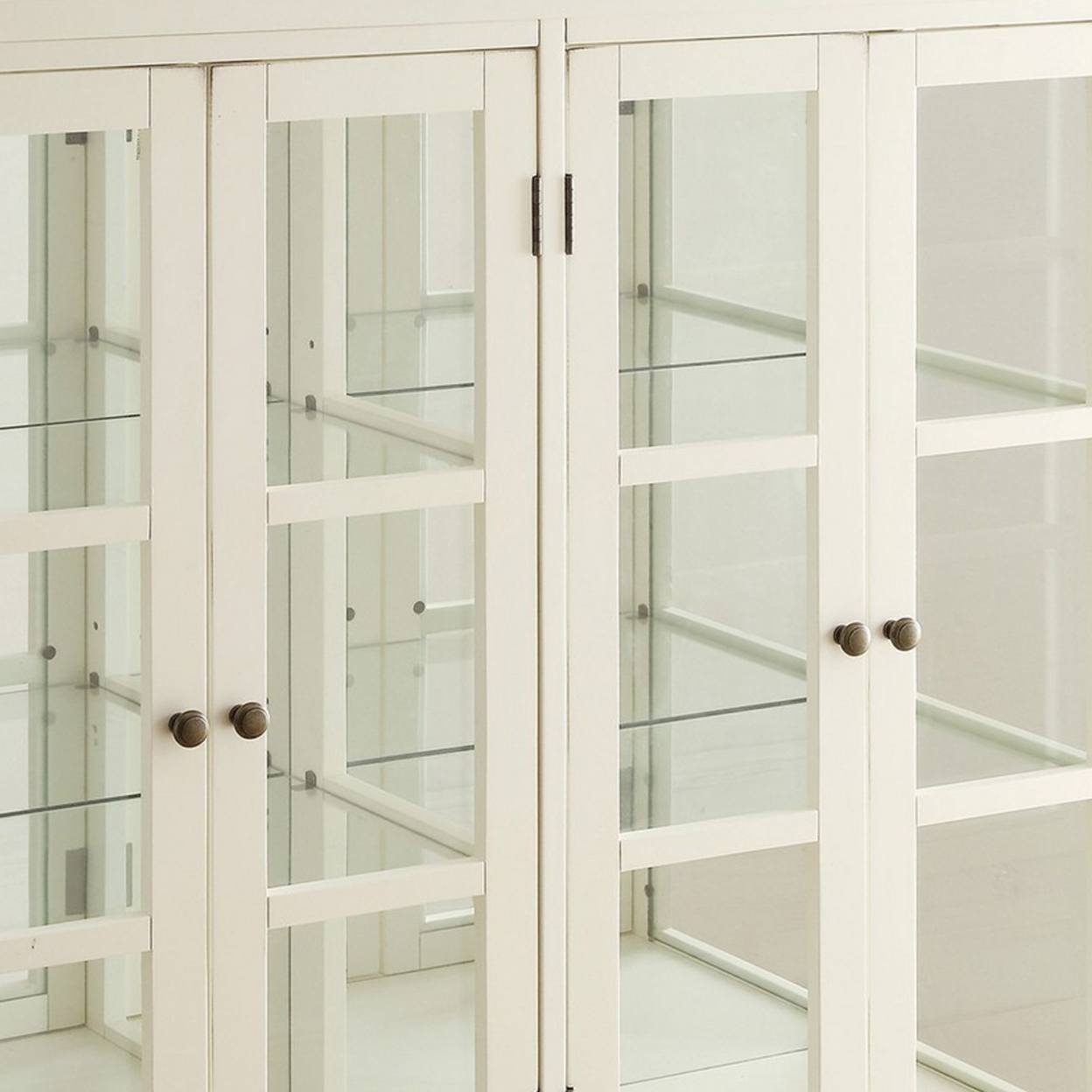 Transitional Style Wooden Accent Display Cabinet , White- Saltoro Sherpi