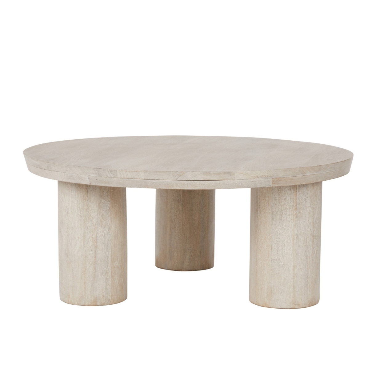 40 Inch Modern Solid Mango Wood Coffee Table, Round, Handcrafted, Brown- Saltoro Sherpi