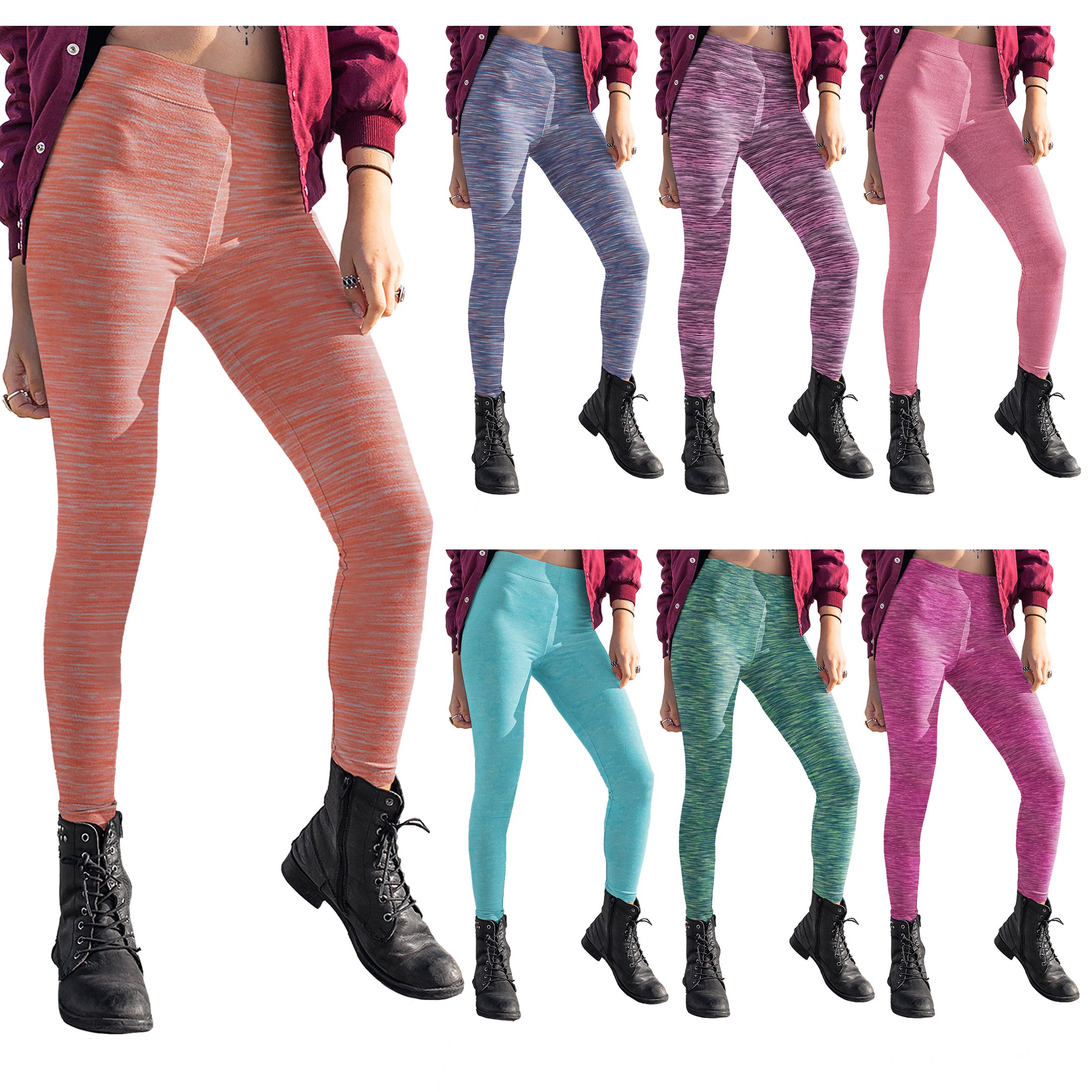 6-Pack: Women's Space Dye Seamless Leggings - S