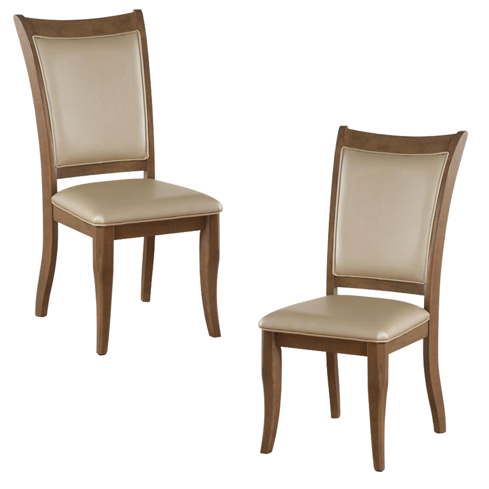 Dining Chair, Vegan Faux Leather With X Design, Set Of 2, Beige- ACME
