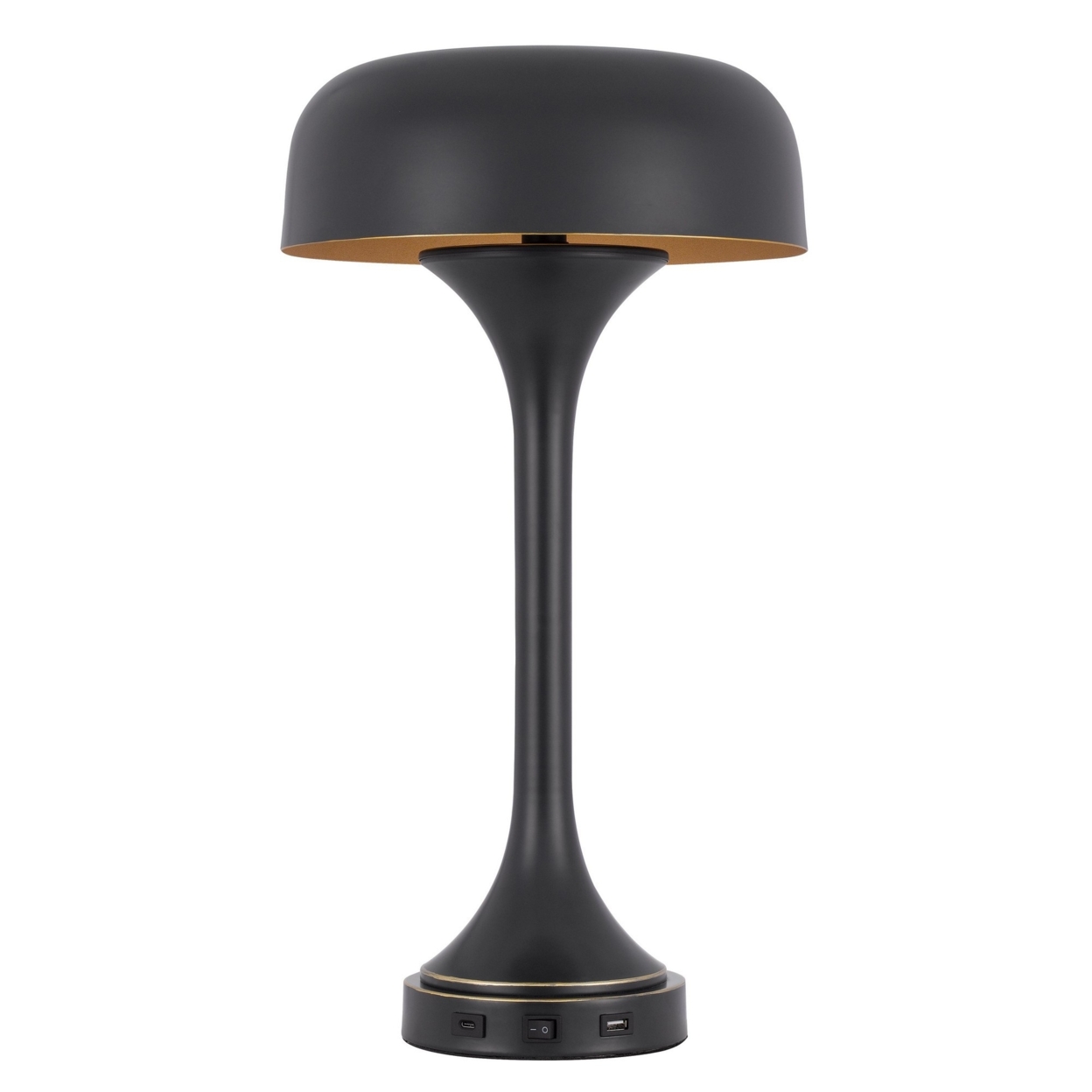 Emma 22 Inch Modern Desk Lamp, 2 USB, 1Type C Charging Port, Dark Bronze- Saltoro Sherpi