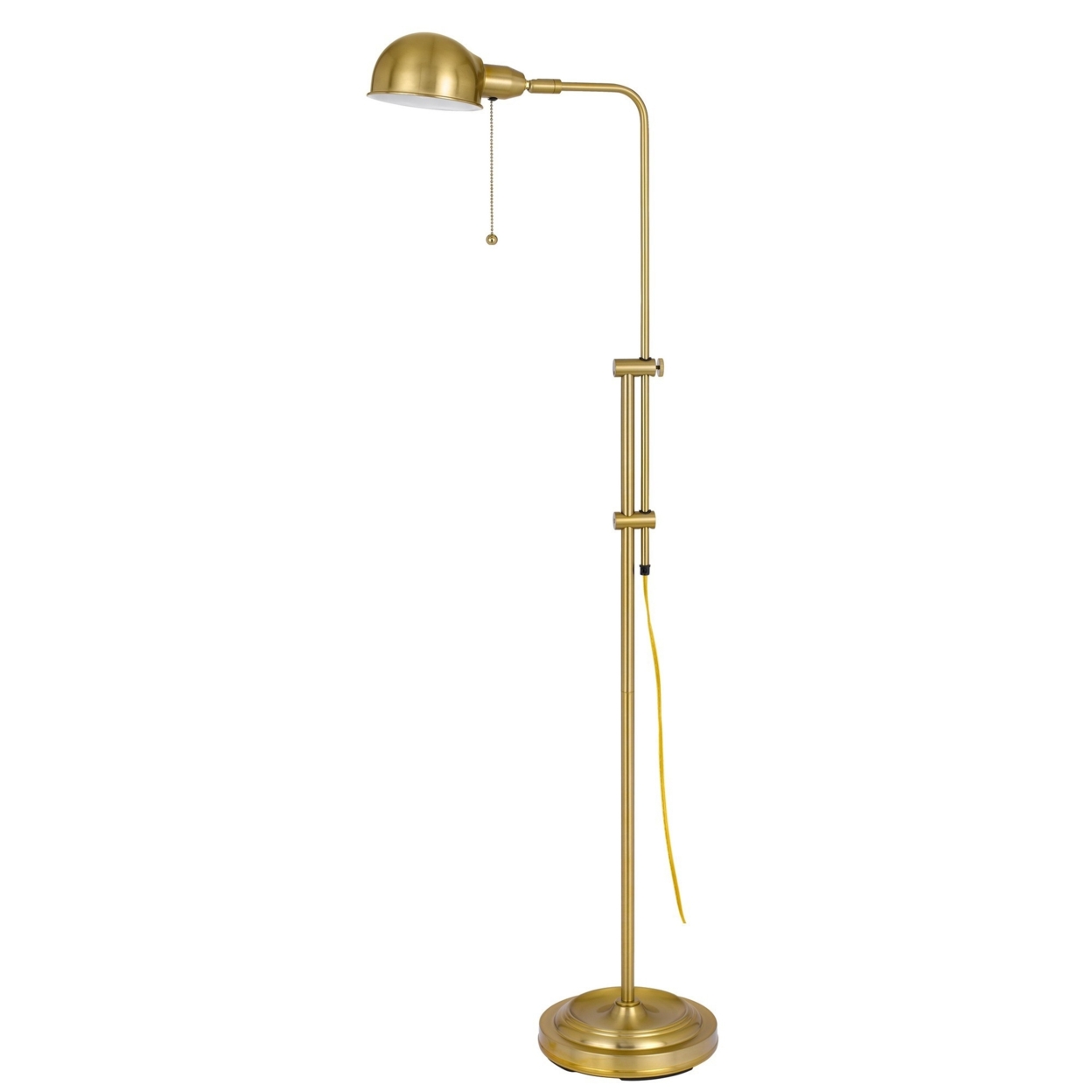 58 Inch Metal Floor Lamp, Adjustable Height, Chain Switch, Antique Brass- Saltoro Sherpi