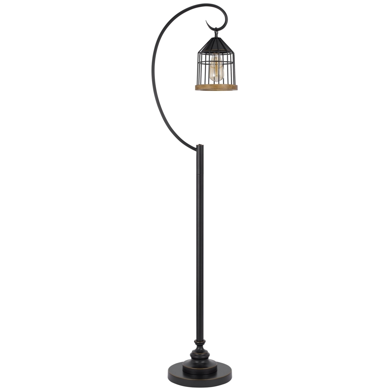 Kim 63 Inch Modern Floor Lamp, Hanging Lantern Shade, Metal, Dark Bronze- Saltoro Sherpi