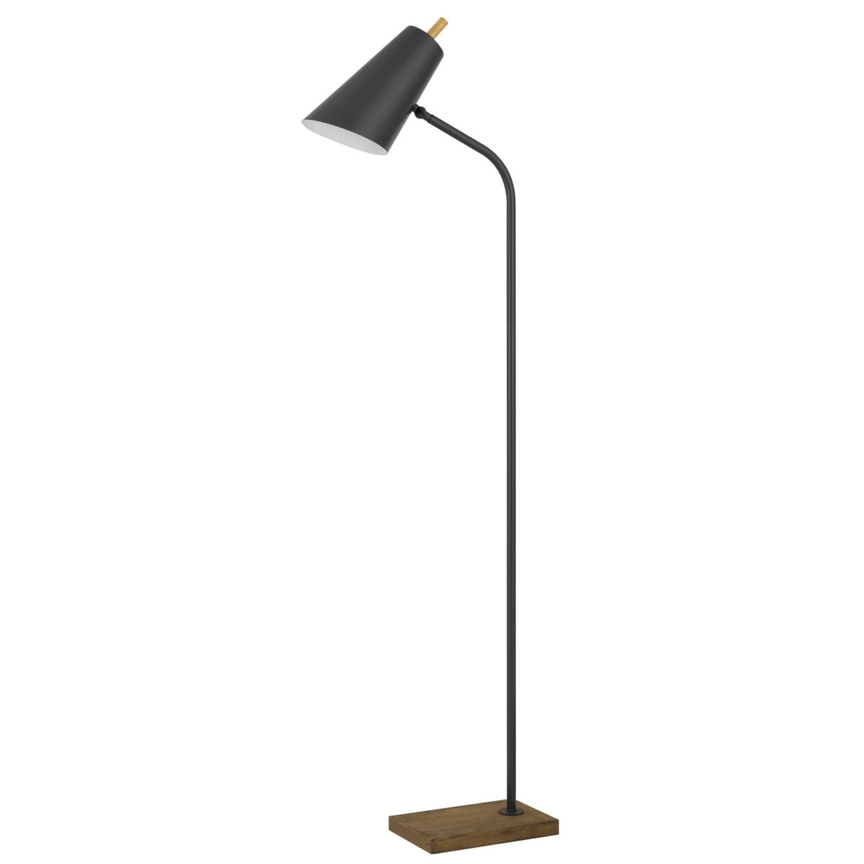 66 Inch Metal Floor Lamp, Adjustable Cone Shade, Wood Base, Dark Bronze- Saltoro Sherpi