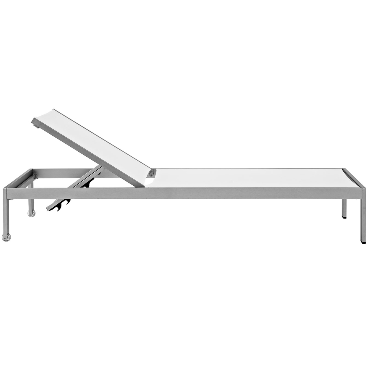 Shore Set Of 2 Outdoor Patio Aluminum Chaise, Silver White