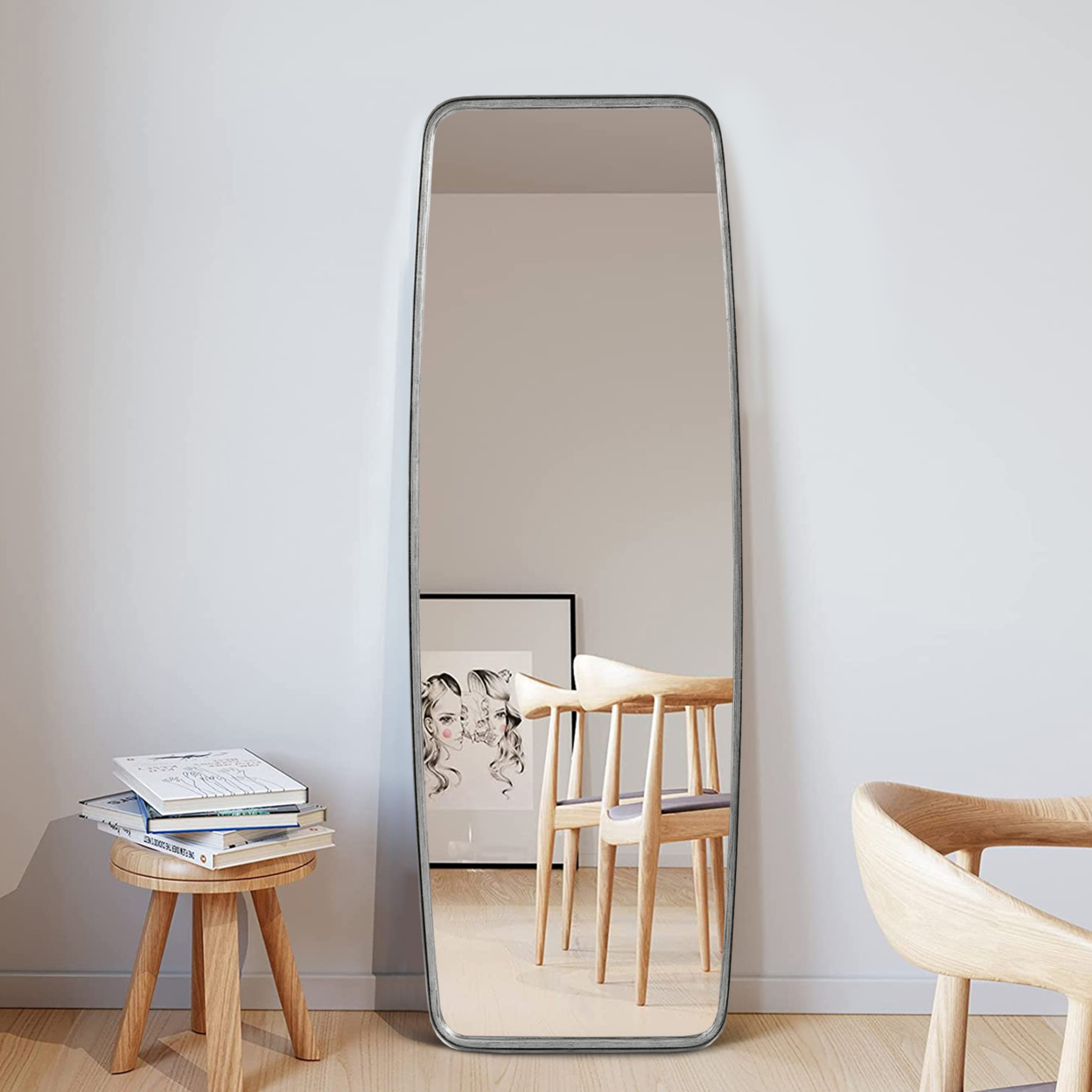 60 Inch Full Length Metal Frame Contemporary Mirror, Silver- Saltoro Sherpi