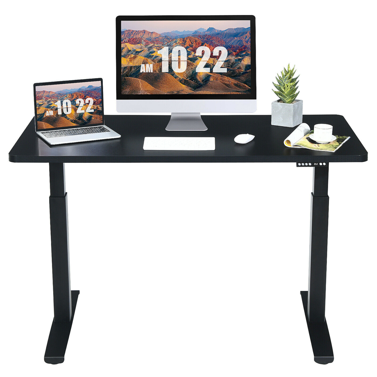55''x28'' Electric Standing Desk Sit To Stand Workstation Dual Motor - Black