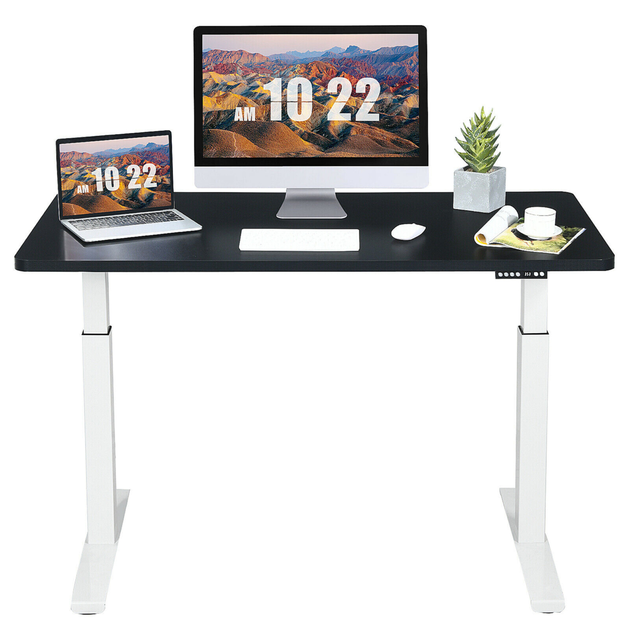 Electric 55''x28'' Standing Desk Sit To Stand Workstation Dual Motor - Black