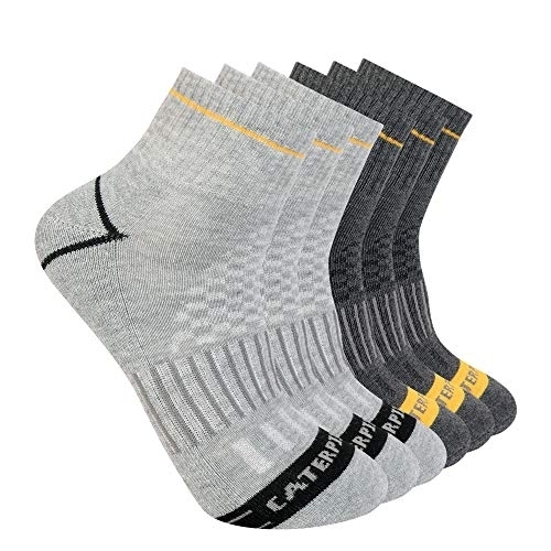Caterpillar Men's Advanced Half Cushion Quarter Socks (6 Pack) Light Heather Grey - 43CT302349TB-LGH Grey - Grey, L