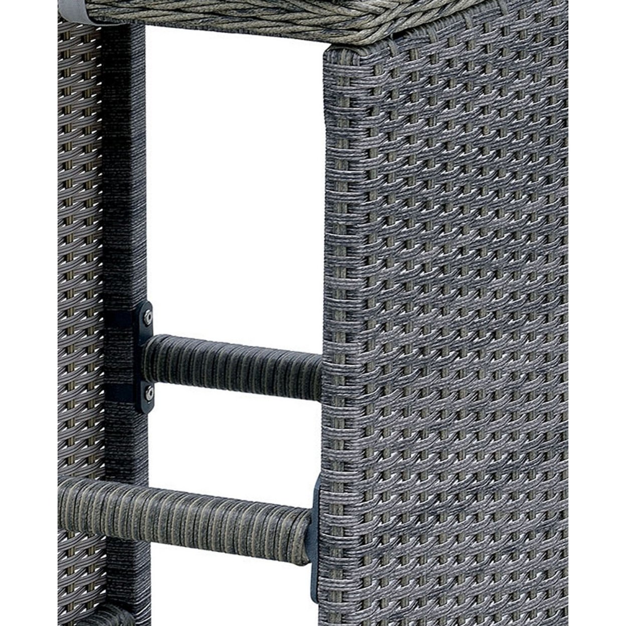 6 Piece Patio Bar Stool In Aluminum Wicker Frame And Padded Fabric Seat, Gray- Saltoro Sherpi