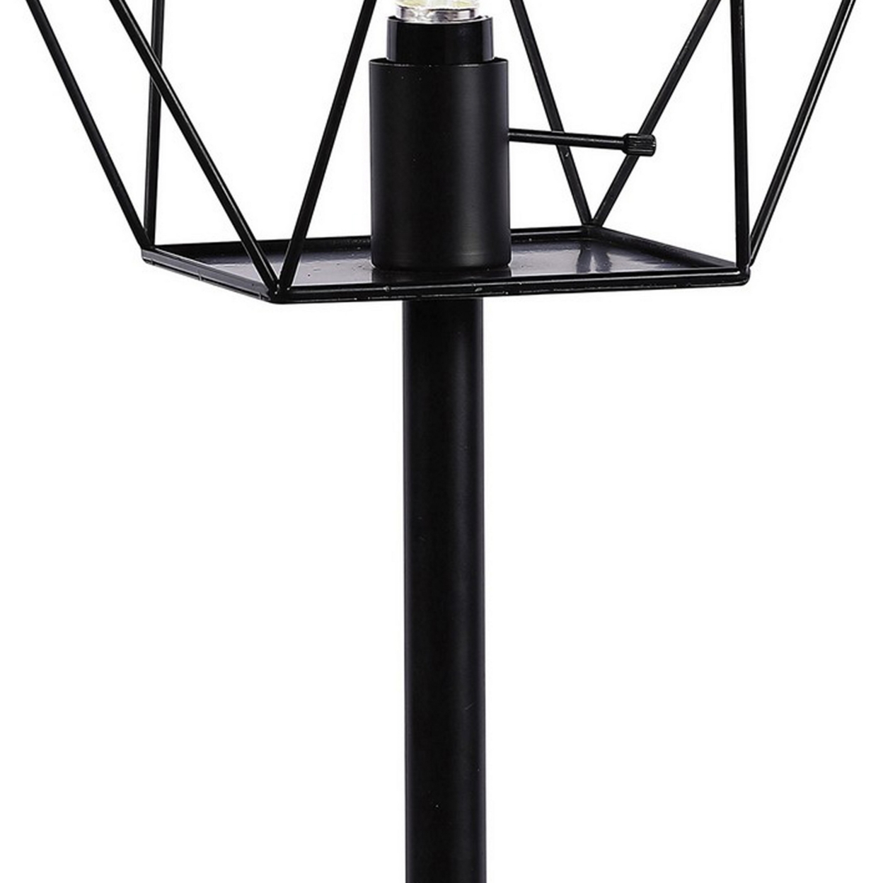 Ora 27 Inch Modern Table Lamp, Diamond Cage Shade, Round Metal Base, Black