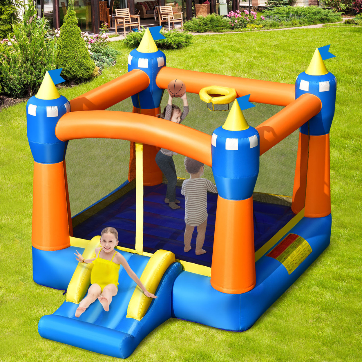 Inflatable Bounce House Kids Jumping Castle W/ 735W Blower Indoor & Outdoor