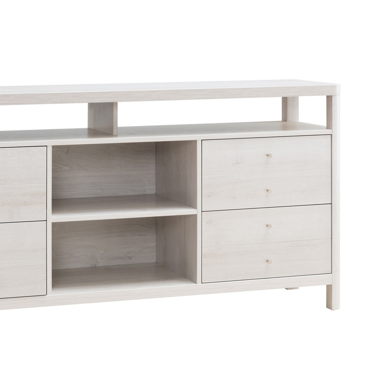 60 Inch Modern Sideboard Buffet Console Cabinet, 4 Drawers, Wood, White Oak - Saltoro Sherpi