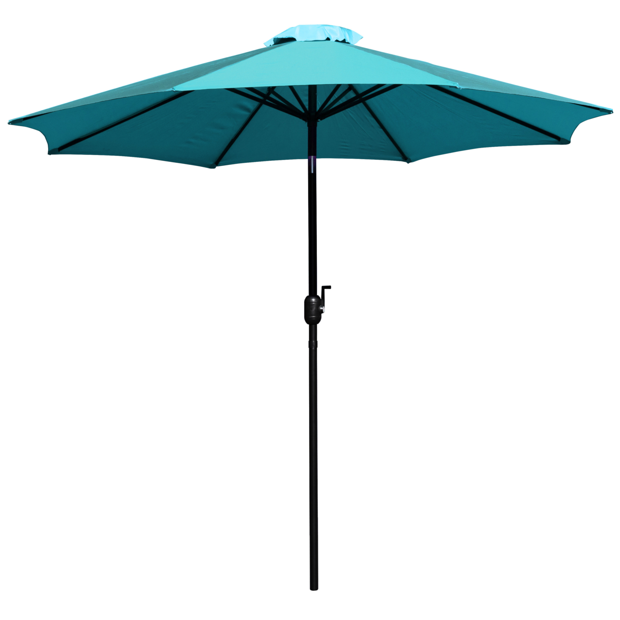 Teal 9 FT Round Umbrella With 1.5 Diameter Aluminum Pole With Crank And Tilt Function