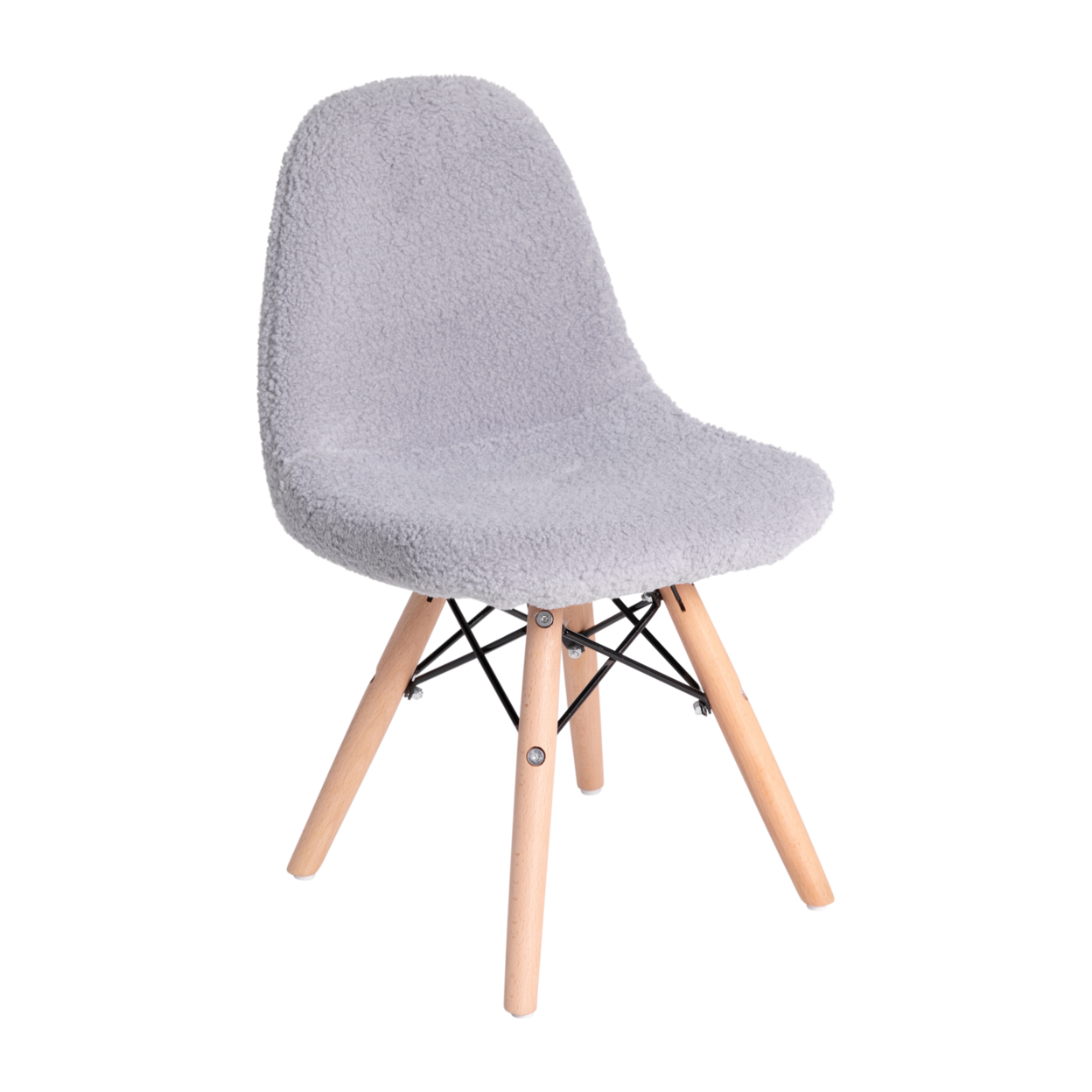 Zula Kid's Modern Padded Armless Faux Sherpa Accent Chairs With Beechwood Legs In Gray