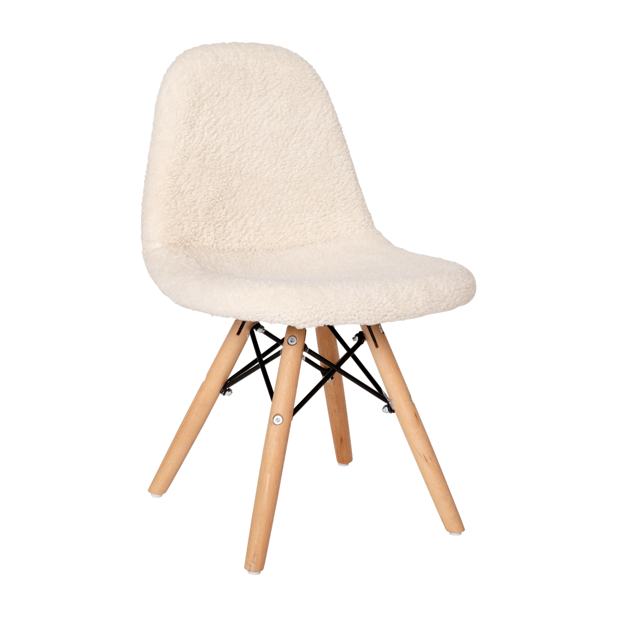 Zula Kid's Modern Padded Armless Faux Sherpa Accent Chairs With Beechwood Legs In Off-White
