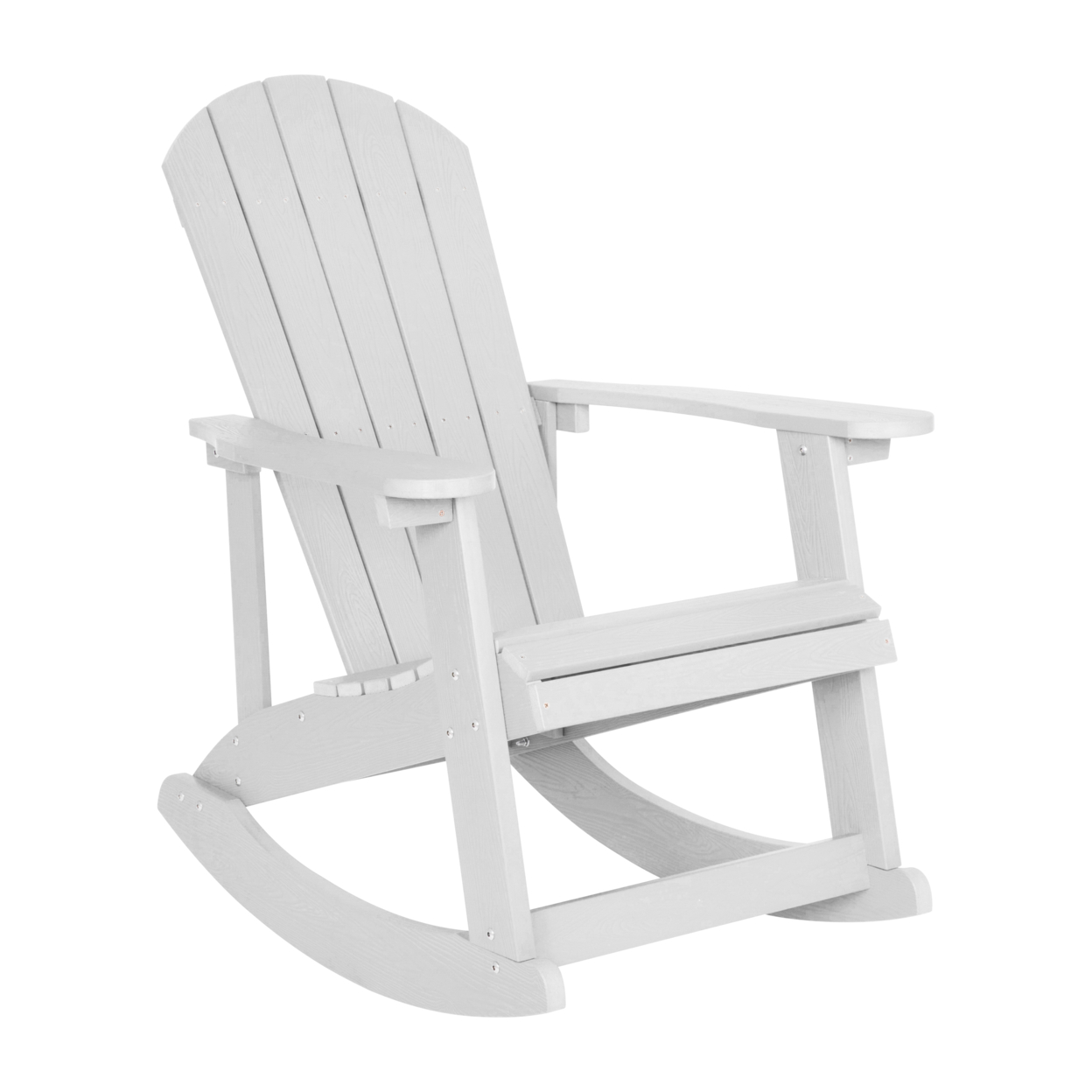Savannah All-Weather Poly Resin Wood Adirondack Rocking Chair With Rust Resistant Stainless Steel Hardware In White