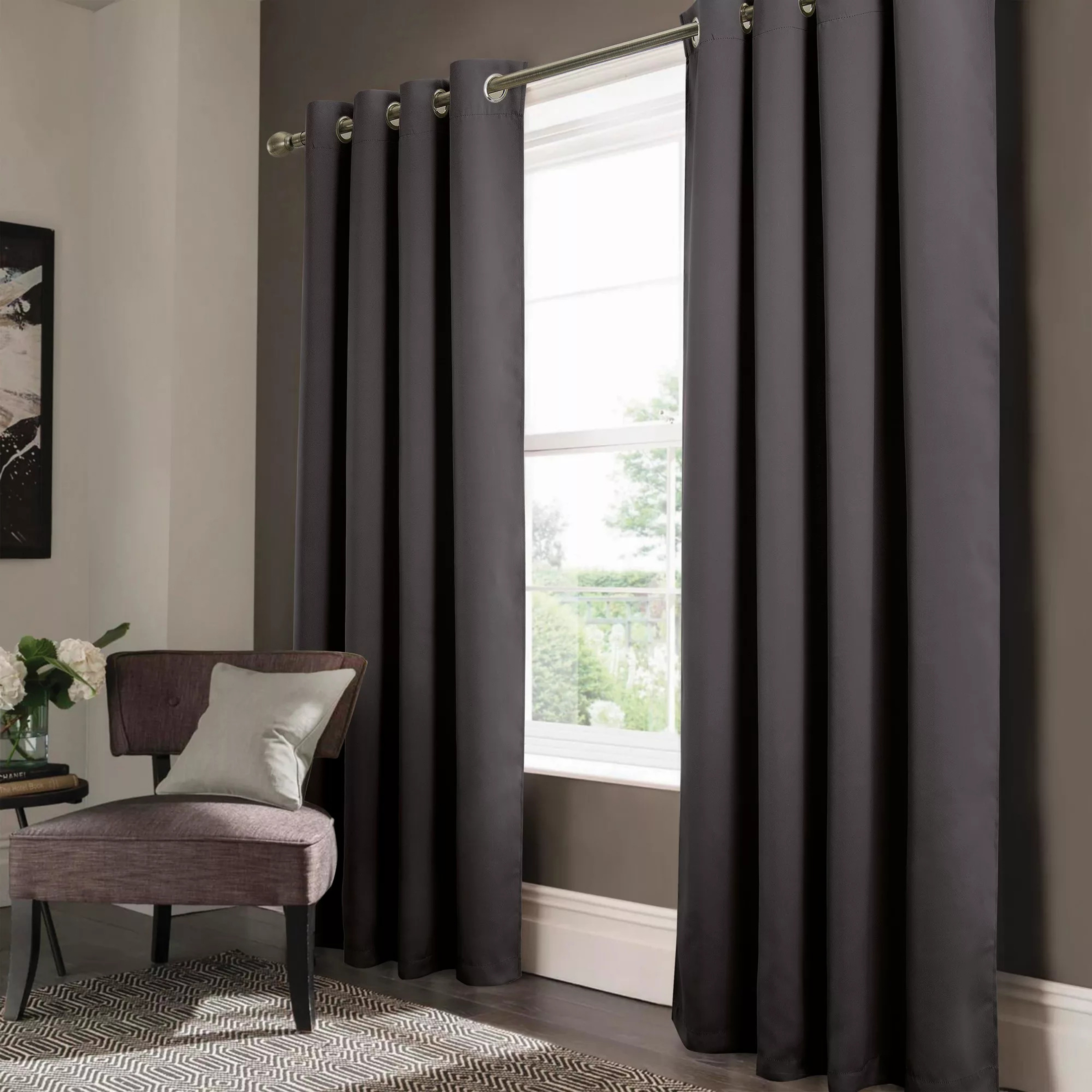 2-Panel Anchorage Thermal Insulated Blackout Grommet Window Drapes Curtain Panel Pair 84 - Charcoal