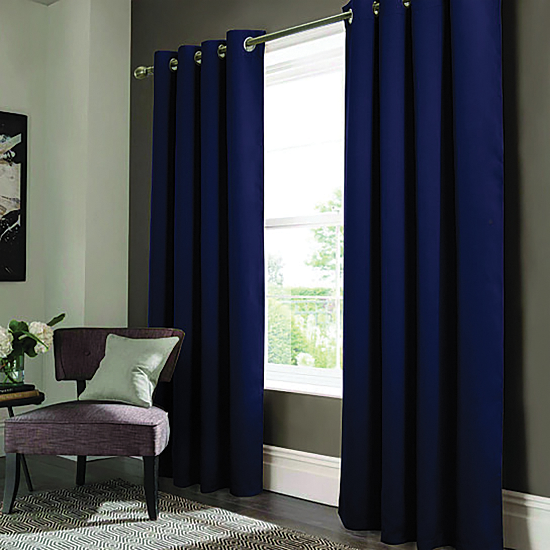 2-Panel Anchorage Thermal Insulated Blackout Grommet Window Drapes Curtain Panel Pair 84 - Navy Blue