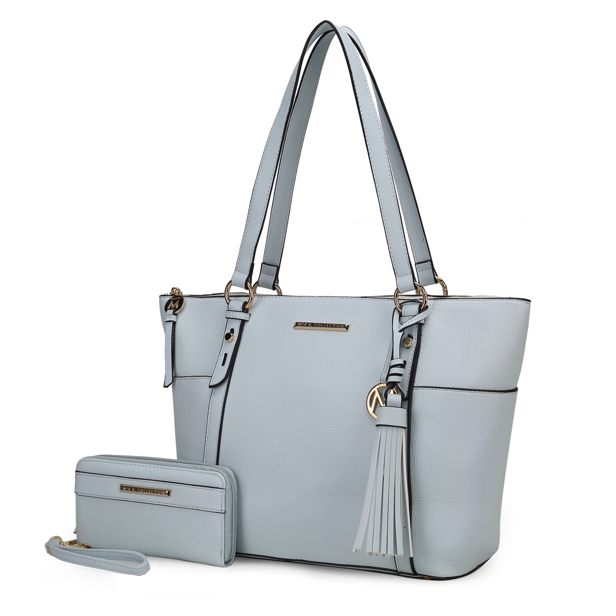 MKF Collection Gloria Vegan Leather Women's Tote Bag By Mia K With Wallet -2 Pieces - Light Blue